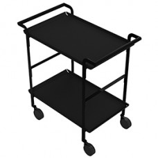 Carrello di servizio LINÉA - 2 ripiani neri + tovaglietta nera - Stilcasa