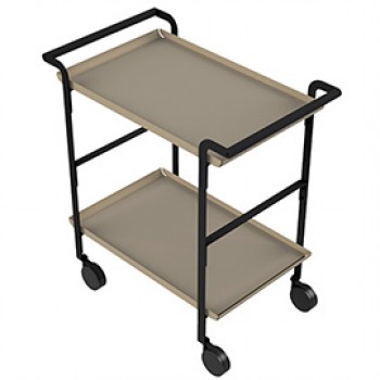 Carrello di servizio LINÉA - 2 ripiani sabbia + tovaglietta beige - Stilcasa