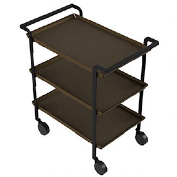 Carrello di servizio LINÉA - 3 ripiani neri + tovaglietta nera - Stilcasa