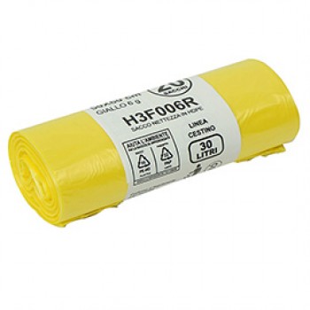 Sacco rifiuti - HDPE - 50 x 60 cm - 30 L - 15my - giallo - Bio Extrusion - conf. 20 pezzi Sacco rifiuti - HDPE - 50 x 60 cm - 30 L - 15my - giallo - Bio Extrusion - conf. 20 pezzi