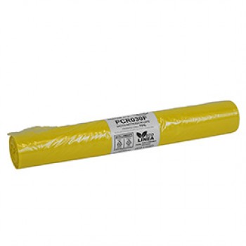 Sacco rifiuti - PCR - 72 x 110 cm - 110 L - 30 gr - giallo -Bio Extrusion - conf. 10 pezzi Sacco rifiuti - PCR - 72 x 110 cm - 110 L - 30 gr - giallo -Bio Extrusion - conf. 10 pezzi