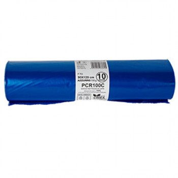 Sacco rifiuti - PCR - 90 x 120 cm - 120 L - 100 gr - azzurro -Bio Extrusion - conf. 10 pezzi Sacco rifiuti - PCR - 90 x 120 cm - 120 L - 100 gr - azzurro -Bio Extrusion - conf. 10 pezzi