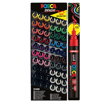 Marcatore Posca Brush - punta pennello - colori assortiti - Uni - expo 60 pezzi Marcatore Posca Brush - punta pennello - colori assortiti - Uni - expo 60 pezzi