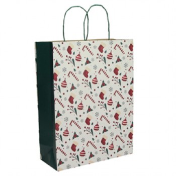 Shopper - maniglie cordino - 36 x 12 x 41 cm - carta kraft - Xmas Dream - bianco - Mainetti Bags - conf. 25 pezzi Shopper - maniglie cordino - 36 x 12 x 41 cm - carta kraft - Xmas Dream - bianco - Mainetti Bags - conf. 25 pezzi