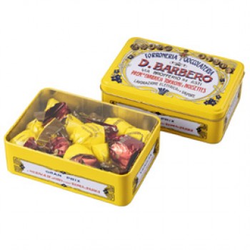 Scrigno regalo - con praline miste - 150 gr - metallo - giallo - Barbero