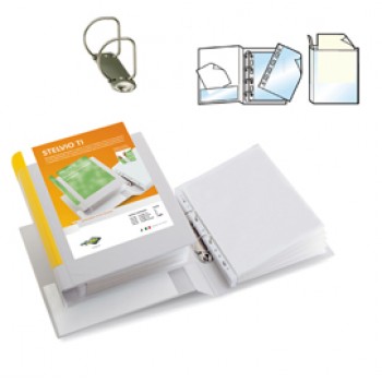 Raccoglitore personalizzabile Stelvio TI - 2 anelli a D 25 mm - dorso 4 cm - 22 x 30 cm - bianco - Sei Rota