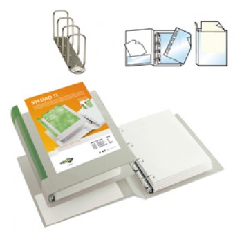 Raccoglitore personalizzabile Stelvio TI - 4 anelli quadri 65 mm - dorso 9 cm - 22 x 30 cm - bianco - Sei Rota