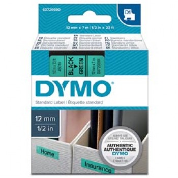 Nastro D1 standard 450190 - 12 mm x 7 mt - PL - nero/verde - Dymo