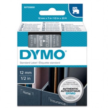 Nastro D1 standard 450200 - 12 mm x 7 mt - PL - bianco/trasparente - Dymo
