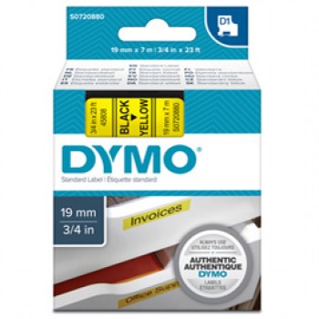 Nastro D1 standard 458080 - 19 mm x 7 mt - PL - nero/giallo - Dymo