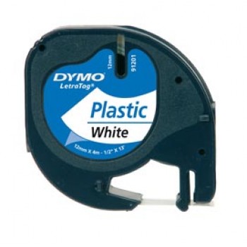 Nastro Letratag 912010 - 12 mm x 4 mt - plastica - bianco - Dymo