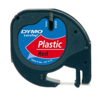 Nastro Letratag 912030 - 12 mm x 4 mt - plastica - rosso - Dymo