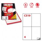 Etichette adesive C/519 - in carta - permanenti - 105 x 148,5 mm - 4 et/fg - 100 fogli - bianco - Markin