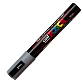Marcatore a base d'acqua Uni Posca PC5M  - punta tonda media da 1,8mm a 2,5mm - grigio - Uni Mitsubishi