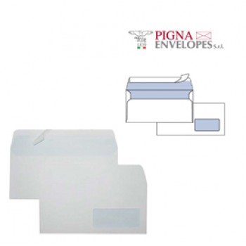 Busta Silver90 Strip FSC - con finestra - internografata - 11 x 23 cm - 90 gr - bianco - Pigna Envelopes - conf. 500 pezzi