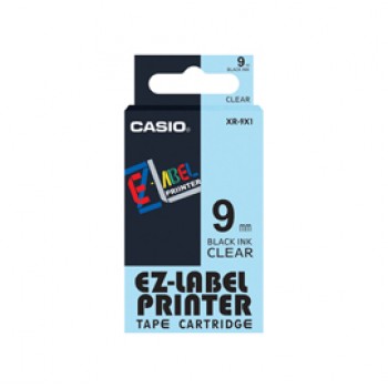 Nastro - 9 mm x 8 mt - nero/trasparente - Casio