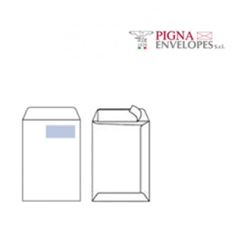 Busta a sacco Competitor FSC - strip adesivo - con finestra - 23 x 33 cm - 100 gr - bianco - Pigna Envelopes - conf. 500 pezzi
