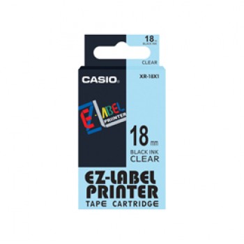 Nastro - 18 mm x 8 mt - nero/trasparente - Casio