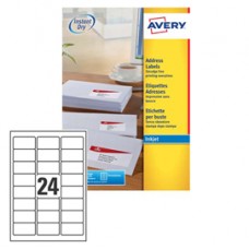 Etichette adesive J8159 - in carta - angoli arrotondati - inkjet - permanenti - 63,5 x 33,9 mm - 24 et/fg - 25 fogli - bianco - Avery