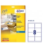 Etichette adesive J8165 - in carta - angoli arrotondati - inkjet - permanenti - 99,1 x 67,7 mm - 8 et/fg - 25 fogli - bianco - Avery