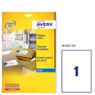 Etichette adesive J8167 - in carta - angoli arrotondati - inkjet - permanenti - 199,6 x 289,1 mm - 1 et/fg - 25 fogli - bianco - Avery