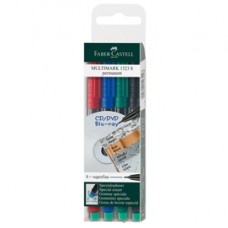 Pennarello Multimark universale con gomma - astuccio 4 colori - punta superfine 0,4 mm - Faber-Castell
