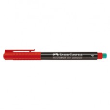 Pennarello Multimark universale permanente con gomma - rosso - punta fine 0,6mm - Faber-Castell