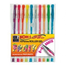 Roller gel colorati - colori fruit - Koh.I.Noor - astuccio 10 roller