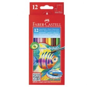 Pastelli acquerellabili - diametro mina 3,30 mm - colori assortiti - Faber-Castell - astuccio 12 pezzi
