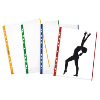 Buste forate con banda colorata - Linear - buccia - 21 x 29,7 cm - giallo - Favorit - conf. 10 pezzi