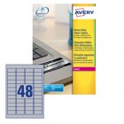 Etichette adesive L6009 - in poliestere - laser - permanenti - 45,7 x 21,2 mm - 48 et/fg - 20 fogli - argento - Avery