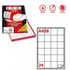 Etichette adesive A/408 - in carta - angoli arrotondati - permanenti - 47,5 x 46,5 mm - 24 et/fg - 100 fogli - bianco - Markin