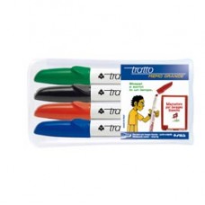 Pennarello a secco Tratto Memo per lavagne cancellabili  - punta a scalpello - tratto 6,5mm - astuccio 4 colori - Tratto