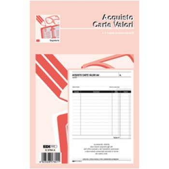 Blocco acquisto valori bollati - 50/50 fogli autoricalcanti - 23 x 15cm - Edipro Blocco acquisto valori bollati - 50/50 fogli autoricalcanti - 23 x 15cm - Edipro