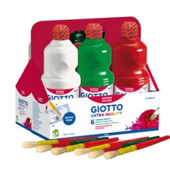 Schoolpack 6 flaconi tempera pronta - 1000ml - colori assortiti - Giotto