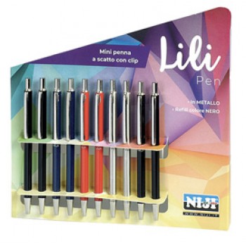 Penna mini a scatto da agenda - colori assortiti - Lebez - conf. 10 pezzi