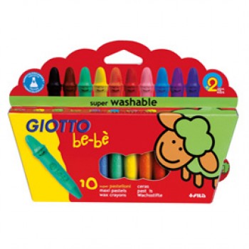 Pastelli cera super - lunghezza 7,5mm con Ø 11mm - colori assortiti - Giotto - astuccio 10 superpastelloni