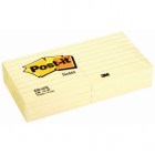 Blocco foglietti - 630-6PK - a righe - 76 x 76 mm - giallo Canary - 100 fogli - Post-it