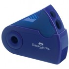 Temperamatite Sleeve con contenitore - 2 fori - con serbatoio - 70x34x20mm - rosso e blu assortiti - Faber-Castell