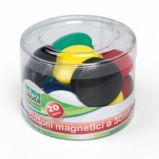 Bottoni magnetici tondi - diametro 3 cm - colori assortiti - Lebez - barattolo da 20 pezzi