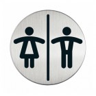 Pittogramma adesivo - WC donne/uomini - diametro 8,3 cm - acciaio - Durable