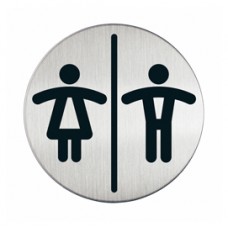 Pittogramma adesivo - WC donne/uomini - diametro 8,3 cm - acciaio - Durable