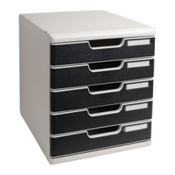 Cassettiera Modulo A4 - 28,8 x 32 x 35 cm - 5 cassetti - grigio/nero - Exacompta