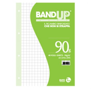 Ricambi BandUp forati rinforzati - A4 - quadretto 10mm - 40 fogli - 90gr - BM