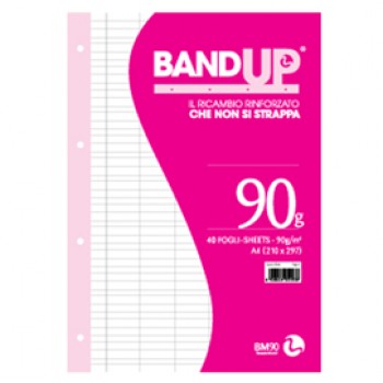 Ricambi BandUp forati rinforzati - A4 - rigo di 3a - 40 fogli - 90gr - BM