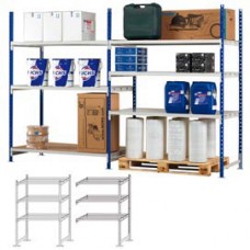 Scaffale Rang'Eco180 - modulo base - 5 ripiani - portata ripiano 180 kg - 100 x 35 x 200 cm - acciaio - grigio/blu - Paperflow