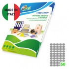 Etichette adesive ovali SL4 - in carta - permanenti - 36 x 27 mm - 50 et/fg - 100 fogli - argento satinato - Tico