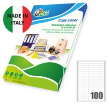 Etichette adesive LP4W - in carta - angoli arrotondati - permanenti - 37 x 14 mm - 100 et/fg - 100 fogli - bianco - Tico