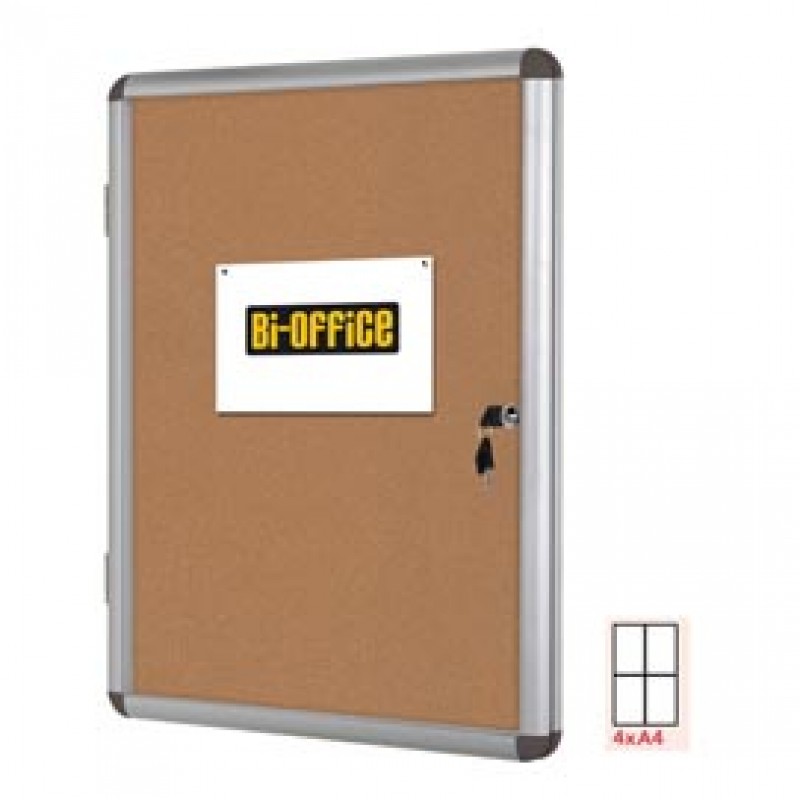 Bacheca Bi-Office Bianca 720x981mm - Superficie Magnetica, Con Sportello In Acrilico E Chiave | Per Interni