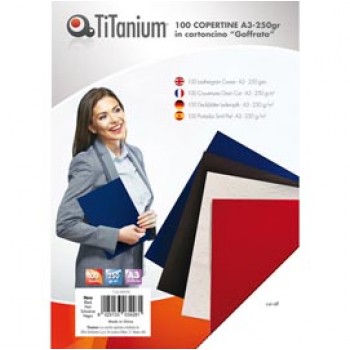 Copertine rilegatura - A3 - 250 gr - cartoncino goffrato - nero - Titanium - scatola 100 pezzi
